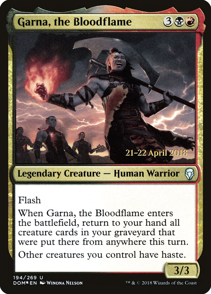 Garna, the Bloodflame  (Prerelease) [Dominaria Prerelease Promos] | Webway Games