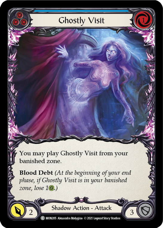 Ghostly Visit (Blue) (Rainbow Foil) [MON205-RF] 1st Edition Rainbow Foil | Webway Games