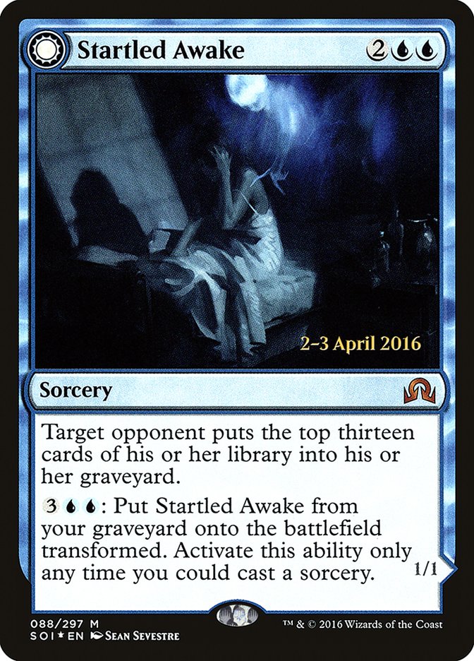 Startled Awake // Persistent Nightmare (Prerelease) [Shadows over Innistrad Prerelease Promos] | Webway Games
