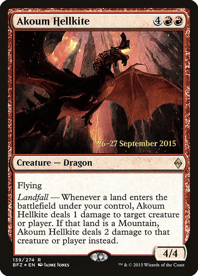 Akoum Hellkite  (Prerelease) [Battle for Zendikar Prerelease Promos] | Webway Games