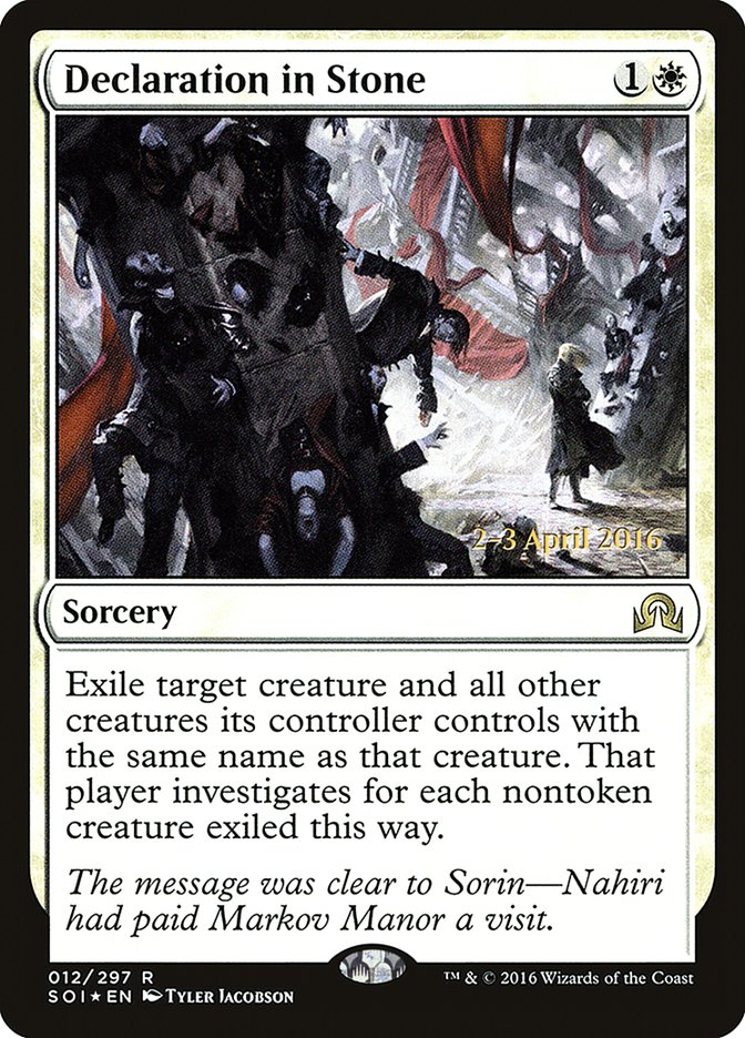 Declaration in Stone (Prerelease) [Shadows over Innistrad Prerelease Promos] | Webway Games