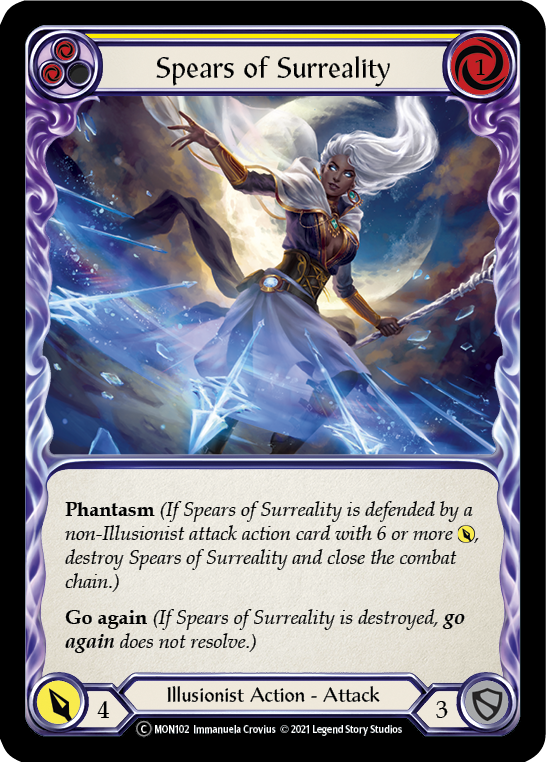 Spears of Surreality (Yellow) (Rainbow Foil) [U-MON102-RF] Unlimited Rainbow Foil | Webway Games