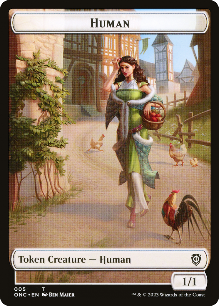 Human // Spirit Double-Sided Token [Phyrexia: All Will Be One Commander Tokens] | Webway Games