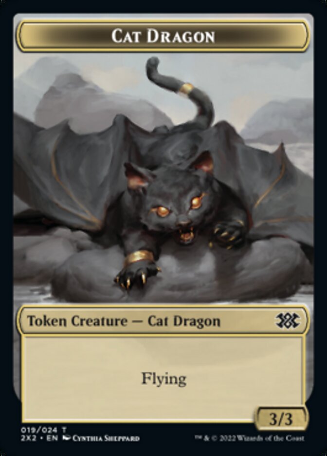 Cat Dragon // Monk Double-sided Token [Double Masters 2022 Tokens] | Webway Games