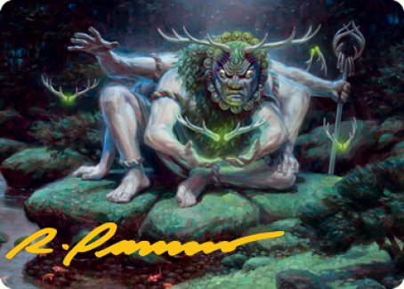Myojin of Towering Might Art Card (Gold-Stamped Signature) [Kamigawa: Neon Dynasty Art Series] | Webway Games