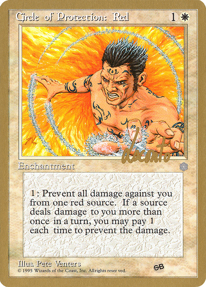 Circle of Protection: Red (Michael Loconto) (SB) (ICE) [Pro Tour Collector Set] | Webway Games