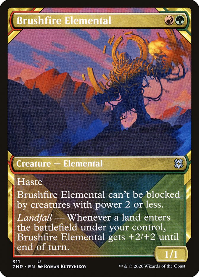 Brushfire Elemental (Showcase) [Zendikar Rising] | Webway Games