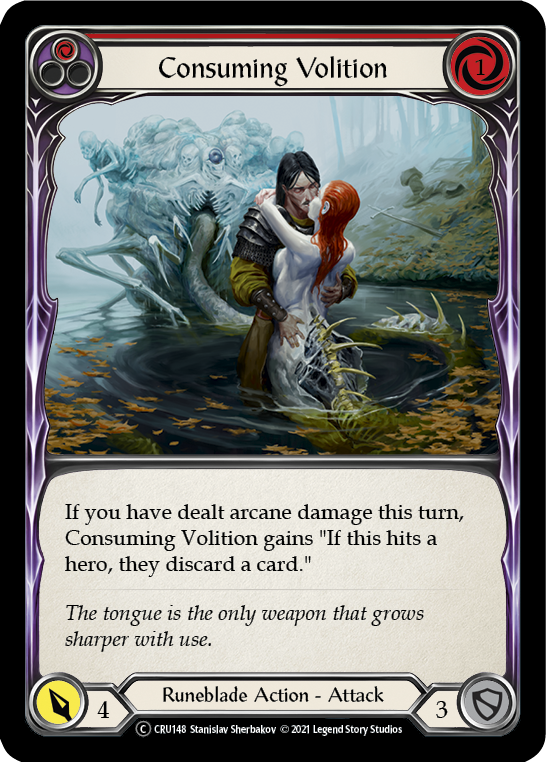 Consuming Volition (Red) (Rainbow Foil) [CRU148-RF] Unlimited Rainbow Foil | Webway Games