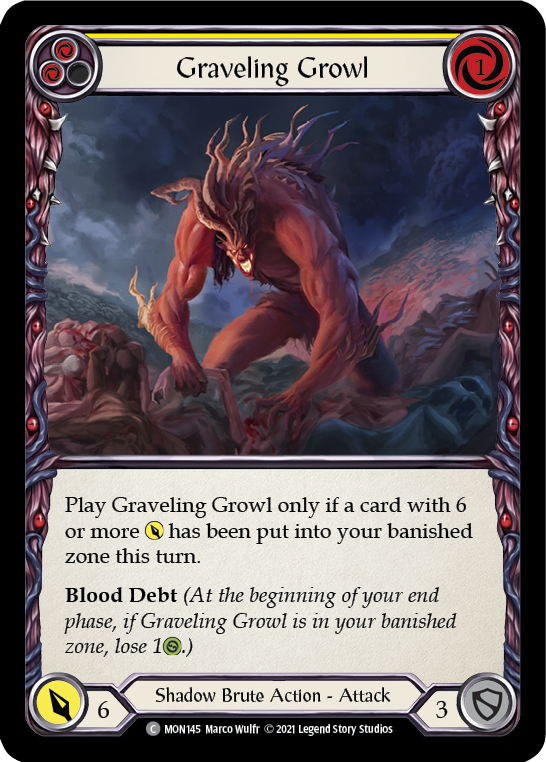 Graveling Growl (Yellow) (Rainbow Foil) [MON145-RF] 1st Edition Rainbow Foil