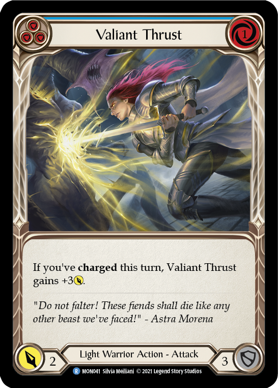Valiant Thrust (Blue) [MON041] 1st Edition Normal | Webway Games