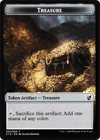 Treasure // Human Double-sided Token [Commander 2019 Tokens] | Webway Games