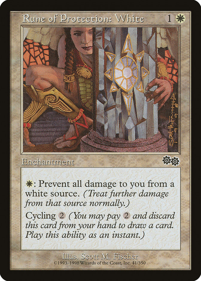 Rune of Protection: White [Urza's Saga] | Webway Games