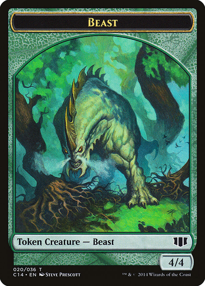 Elf Druid // Beast (020/036) Double-sided Token [Commander 2014 Tokens] | Webway Games