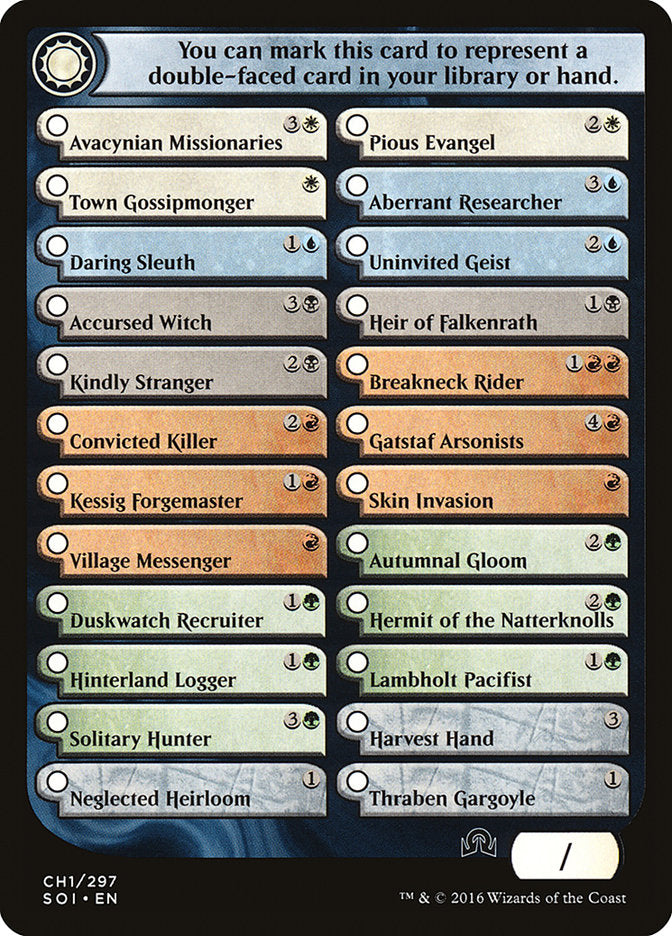 Checklist Card - (CH1) Shadows over Innistrad [Shadows over Innistrad Tokens] | Webway Games