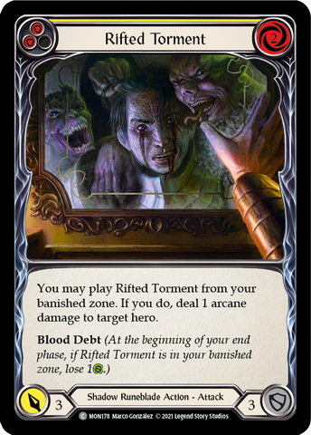 Rifted Torment (Yellow) (Rainbow Foil) [MON178-RF] 1st Edition Rainbow Foil