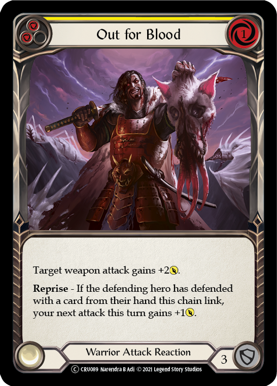 Out for Blood (Yellow) (Rainbow Foil) [CRU089-RF] Unlimited Rainbow Foil | Webway Games