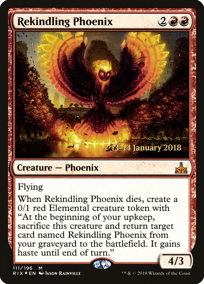 Rekindling Phoenix (Prerelease) [Rivals of Ixalan Prerelease Promos] | Webway Games