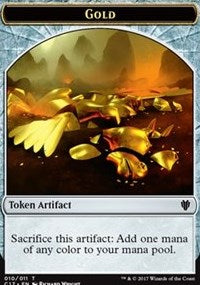 Gold (010) // Cat Dragon (009) Double-sided Token [Commander 2017 Tokens] | Webway Games