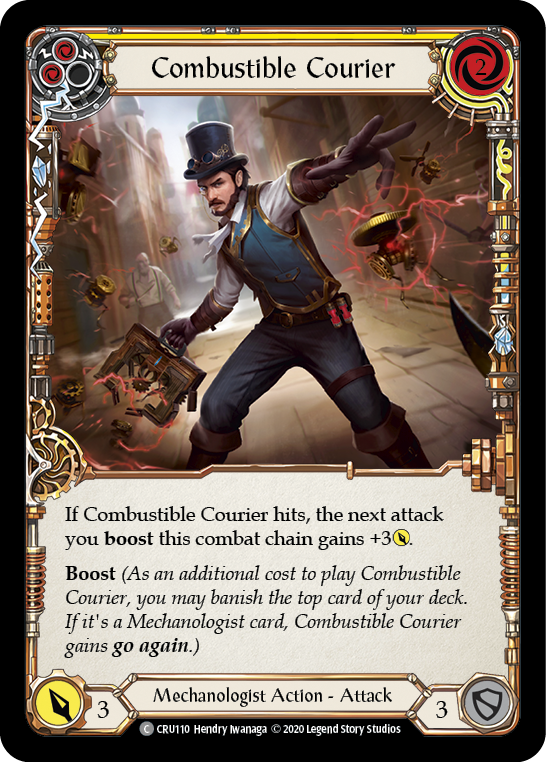 Combustible Courier (Yellow) [CRU110] 1st Edition Normal | Webway Games