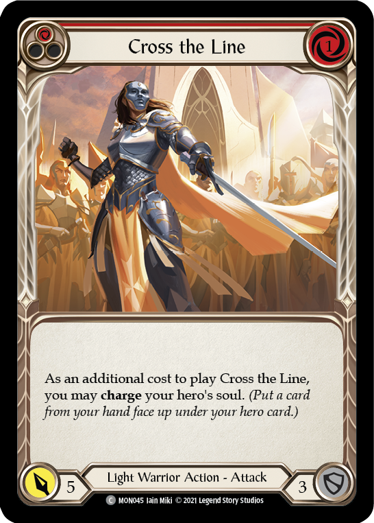 Cross the Line (Red) (Rainbow Foil) [MON045-RF] 1st Edition Rainbow Foil | Webway Games