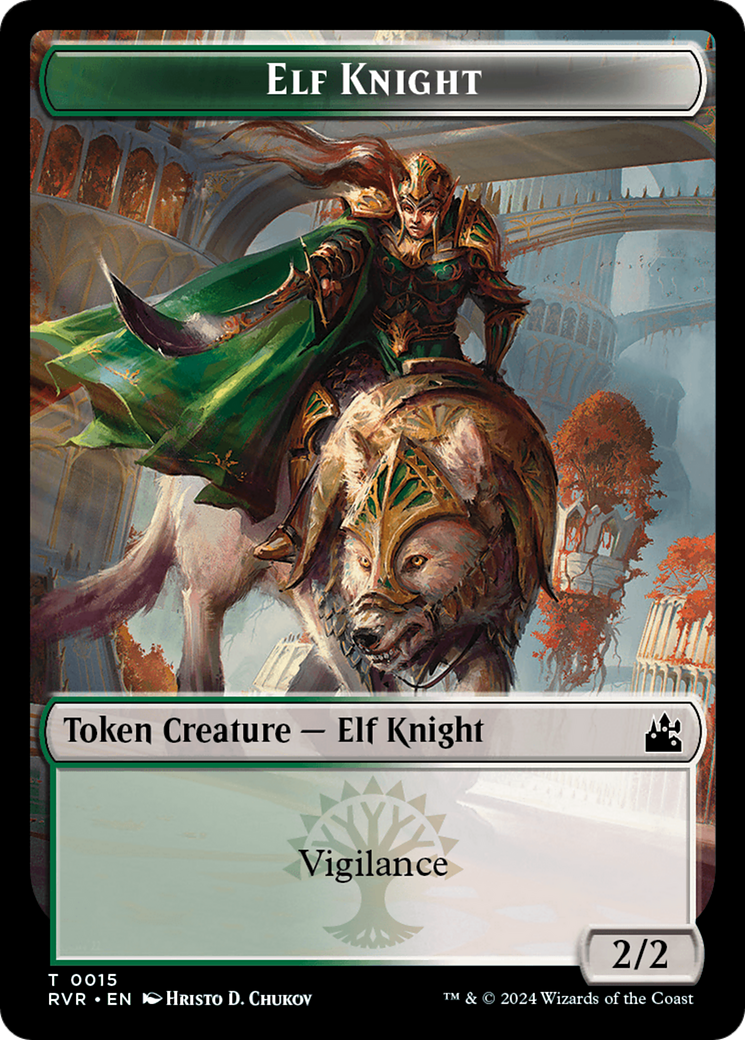 Elf Knight // Dragon Double-Sided Token [Ravnica Remastered Tokens] | Webway Games