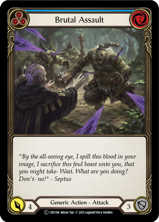 Brutal Assault (Blue) (Rainbow Foil) [CRU194-RF] Unlimited Rainbow Foil | Webway Games