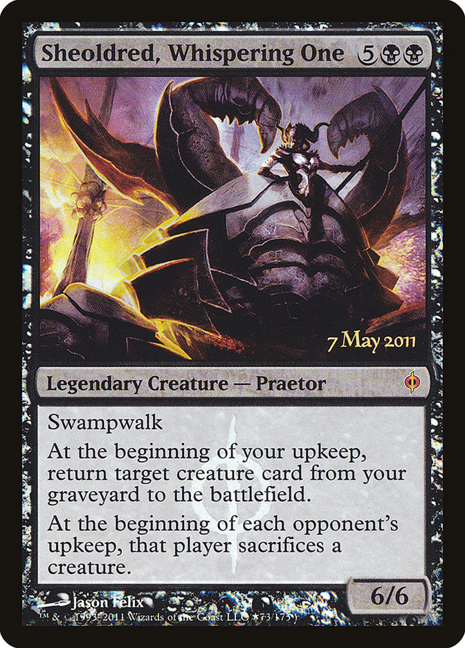 Sheoldred, Whispering One (Prerelease) [New Phyrexia Prerelease Promos] | Webway Games