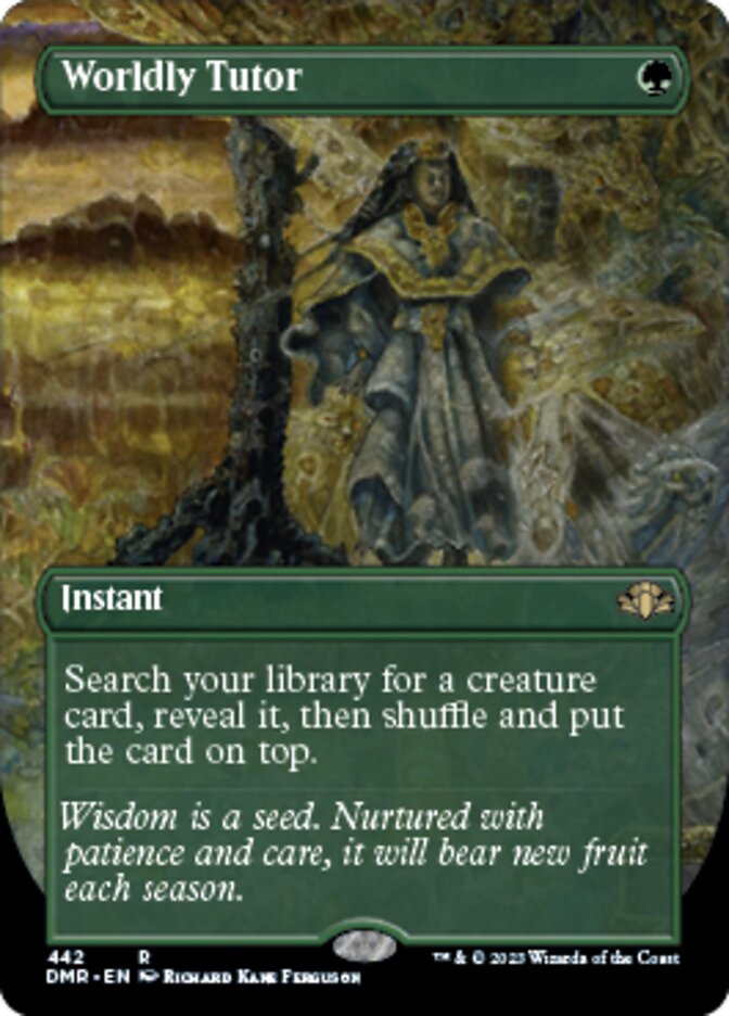 Worldly Tutor (Borderless Alternate Art) [Dominaria Remastered] | Webway Games