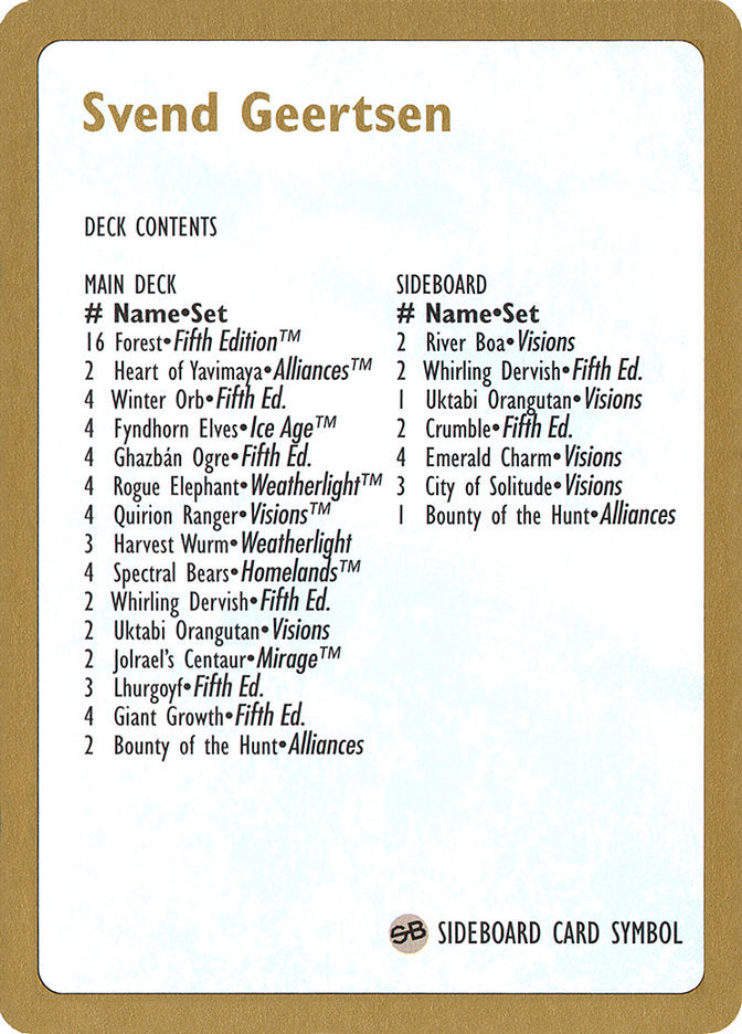 Svend Geertsen Decklist [World Championship Decks 1997] | Webway Games