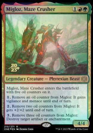 Migloz, Maze Crusher [Phyrexia: All Will Be One Prerelease Promos] | Webway Games