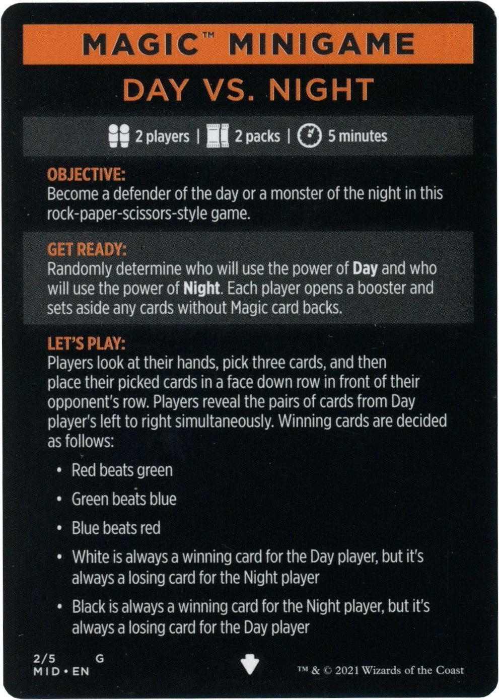 Day Vs. Night (Magic Minigame) [Innistrad: Midnight Hunt Minigame] | Webway Games