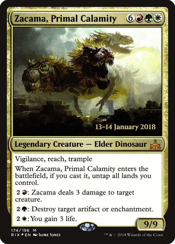 Zacama, Primal Calamity (Prerelease) [Rivals of Ixalan Prerelease Promos] | Webway Games