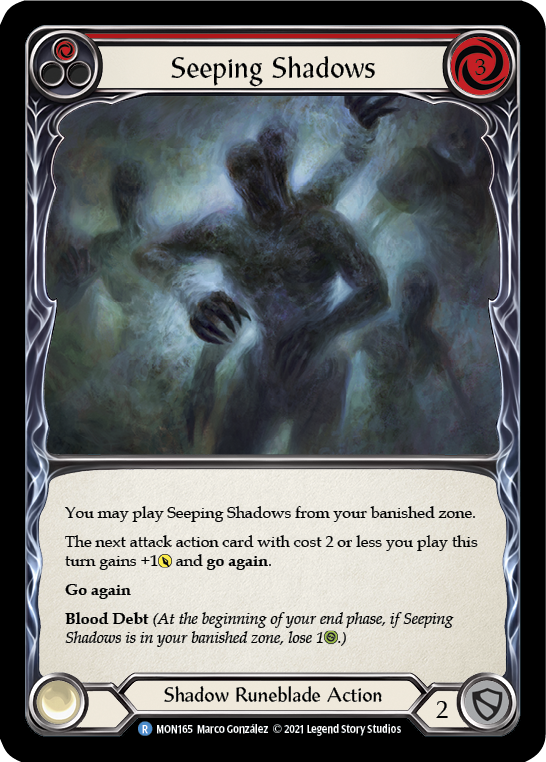 Seeping Shadows (Red) (Rainbow Foil) [MON165-RF] 1st Edition Rainbow Foil | Webway Games