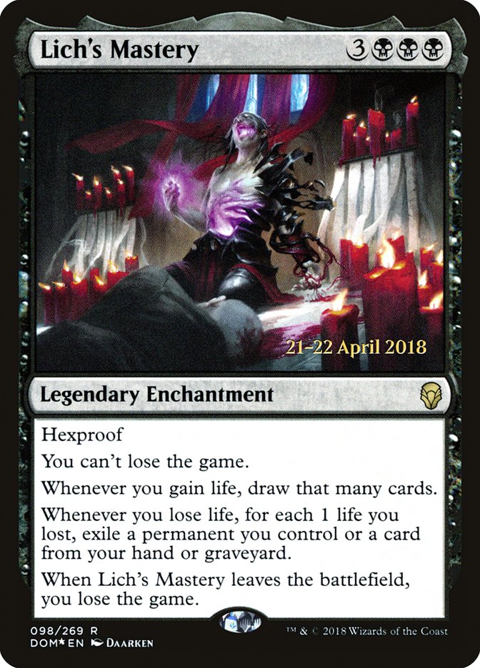 Lich's Mastery  (Prerelease) [Dominaria Prerelease Promos] | Webway Games