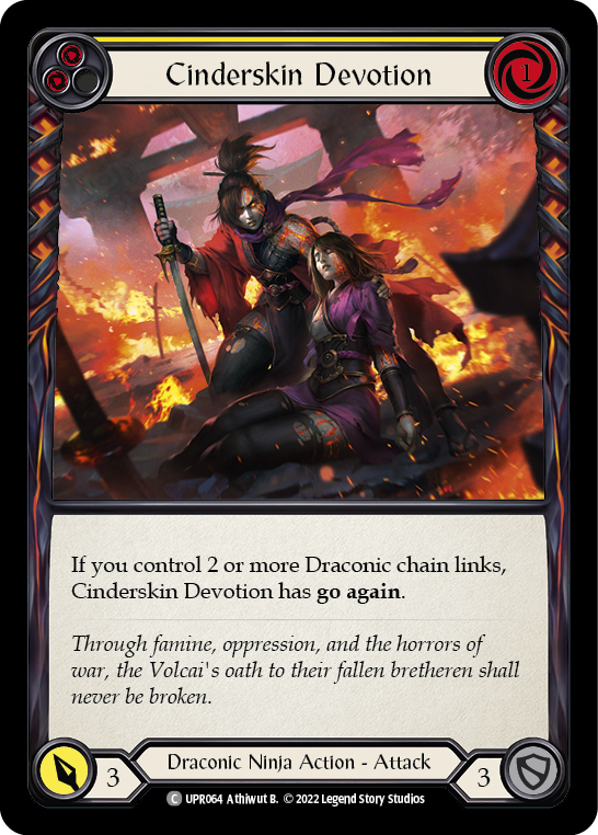 Cinderskin Devotion (Yellow) [UPR064] (Uprising)  Rainbow Foil | Webway Games