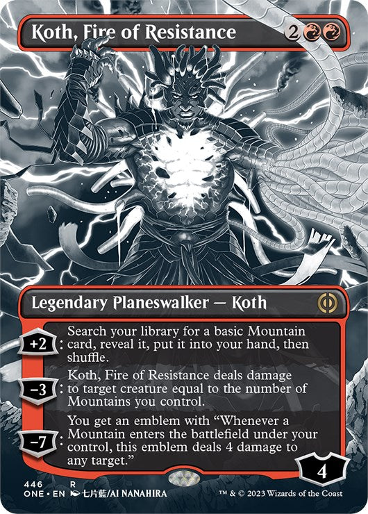 Koth, Fire of Resistance (Borderless Manga Step-and-Compleat Foil) [Phyrexia: All Will Be One] | Webway Games
