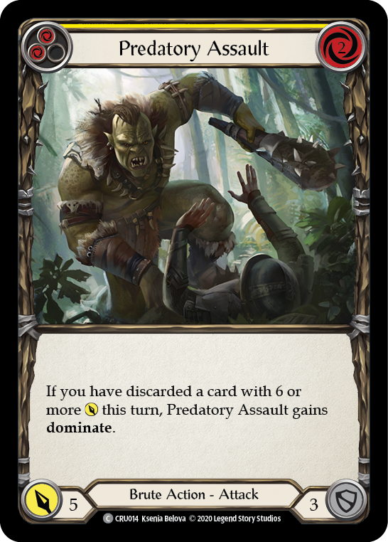 Predatory Assault (Yellow) [CRU014] 1st Edition Rainbow Foil | Webway Games