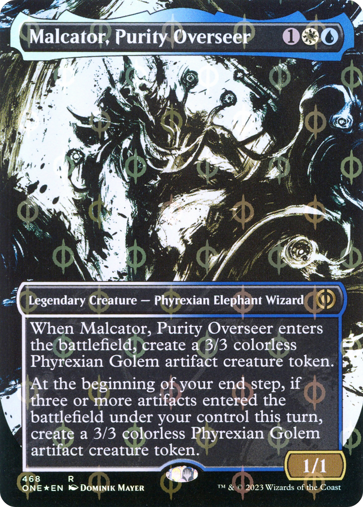 Malcator, Purity Overseer (Borderless Ichor Step-and-Compleat Foil) [Phyrexia: All Will Be One] | Webway Games