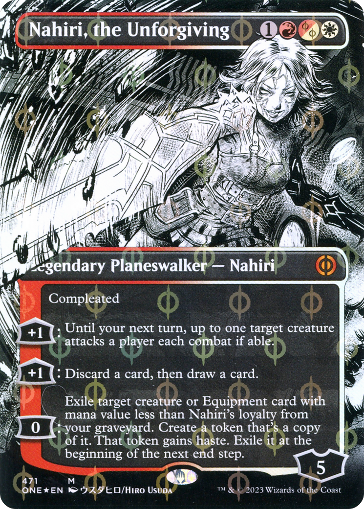 Nahiri, the Unforgiving (Borderless Manga Step-and-Compleat Foil) [Phyrexia: All Will Be One] | Webway Games
