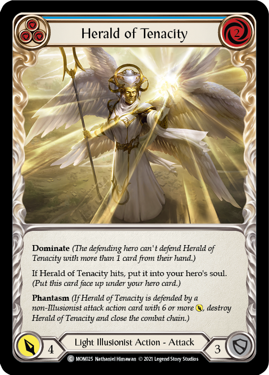 Herald of Tenacity (Blue) (Rainbow Foil) [MON025-RF] 1st Edition Rainbow Foil