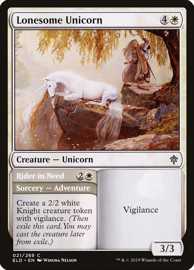 Lonesome Unicorn // Rider in Need [Throne of Eldraine] | Webway Games