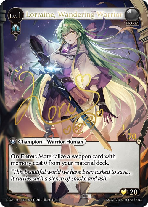 Lorraine, Wandering Warrior (CUR) (004) [Dawn of Ashes: 1st Edition] | Webway Games